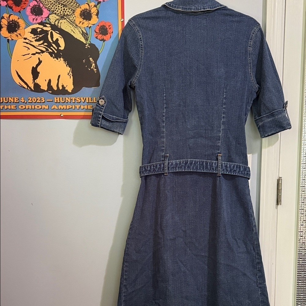Hot Kiss Y2K Denim Shirt Dress Belted Button Front Blue Medium - Picture 16 of 16